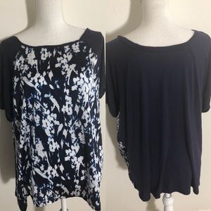 Apt 9 White and Blue Print Top SIze 1X